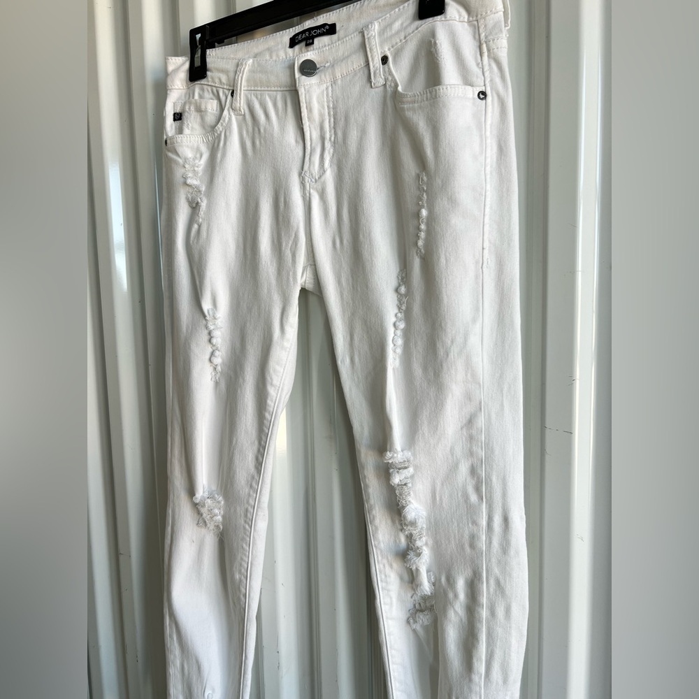 Dear John Women's White Distressed Skinny Jeans